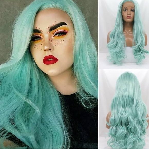 22” Mint Green Lace Front Wig NEW